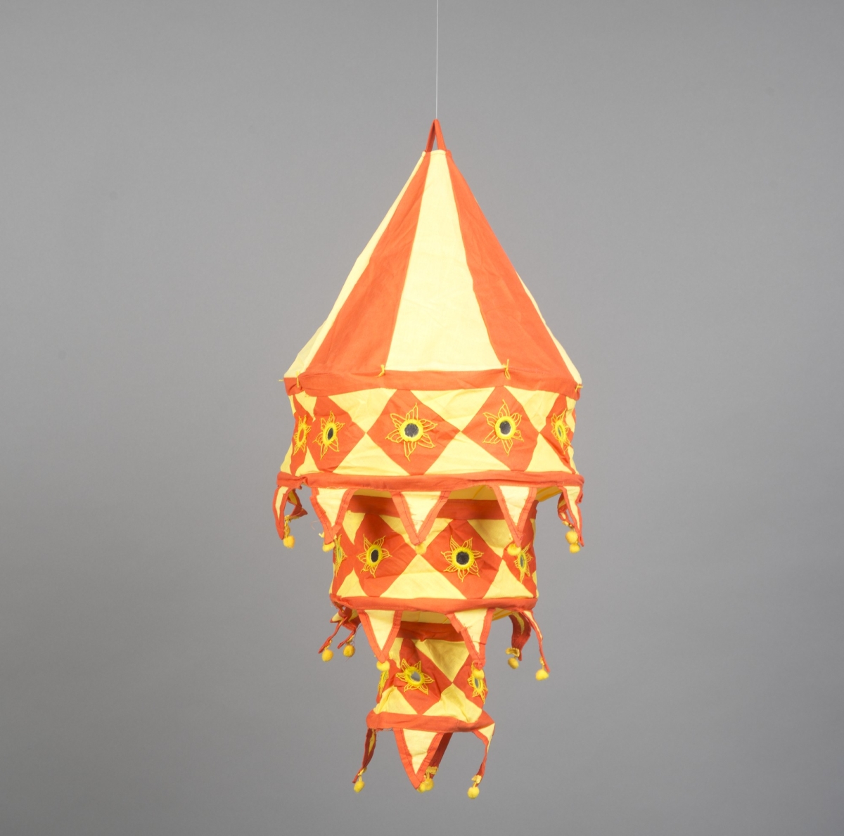 Laterne indisch, textil, H 90 x B 40,6 cm, Orange;